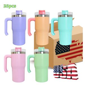 25Paskcs Gobelets à double paroi pour enfants sans BPA Candy Macaron Colored 20oz Student Tumbler with Handle for Dye Sublimation Heat Press - Product Image 1