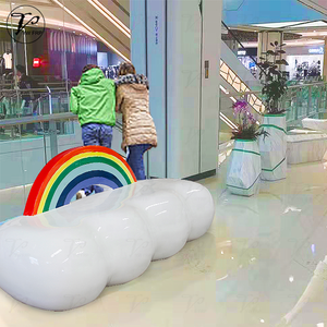 ม้านั่งไฟเบอร์กลาสทรงเมฆสีรุ้งทันสมัยสำหรับลานกลางแจ้ง เหมาะสำหรับพื้นที่สาธารณะ เช่น สวนสาธารณะ โรงยิม ห้างสรรพสินค้า และโรงแรม - Product Image 4