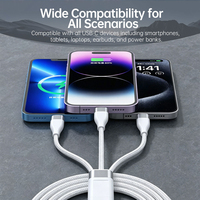 Câble USB C vers USB C 3 en 1 100W, triple type C, multi-charge rapide, cordon de données, nylon tressé pour MacBook, iPhone, ordinateur portable