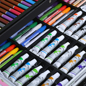 XinyiArt تخصيص 145 قطع الألومنيوم مربع الرسم لعب الاطفال عدة الرسم الفني قلم ألوان مائية للأطفال هدية - Product Image 2