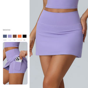 شعار مخصص مرونة رياضة الجولف الرياضية الرياضية <span class=keywords><strong>2</strong></span> في 1 جيوب تنورة عالية الخصر النساء الملابس الرياضية التنورات مع السراويل - Product Image 2
