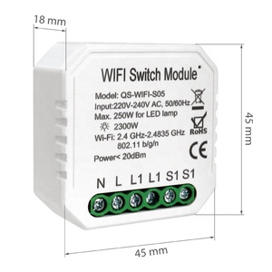 Interruptor Inteligente para Automatización del Hogar, Conectado a <span class=keywords><strong>Internet</strong></span>, 10A, Material de PC, Interruptor de Alimentación de 220V, Módulo de Interruptor WiFi Mini de 1 Canal - Product Image 4