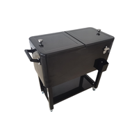 Coffre à glace extérieur détachable pour patio roulant en métal avec roues et étagère