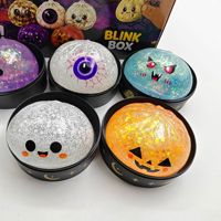 Jouet Squishy Halloween en forme de boulette, fantôme, citrouille, œil, avec paillettes, boîte mystère, doux à presser, sensoriel, anti-stress, cadeau, boulette de pectine