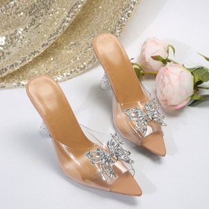 Summer New Export European American Women's Stiletto Sandals Large Size Rhinestone Outer Wear Pointed Toe High Top Style - Product Image 3