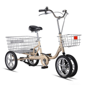 Whole Sale Adult Tricycle for Sale 14 Inch Elderly Double Disc Brake <strong>4</strong> <strong>Wheel</strong> Bicycle Tricycle Three <strong>Wheel</strong> Cargo <strong>Bikes</strong> Trike - Product Image 4