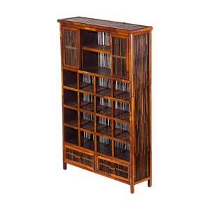 Bamboo <b>Wall</b> <b>Mounted</b> Cabinet Multi Compartment <b>Shelf</b> Tea Storage Rack Living Room Display <b>Shelf</b> Standing Type Zen Inspired - Product Image 5