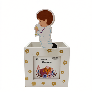 Boîte de rangement en bois pour la première communion, 8x12cm, décoration religieuse, garçon - Product Image 1