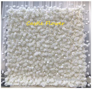 O-W011 Mur de fleurs en tissu enroulable 8ft x 8ft pour événements, décoration de mariage, mur de fleurs artificielles, mur de roses en soie, décoration florale - Product Image 3