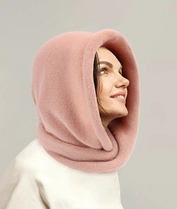 Haute qualité couleur unie filles cachemire écharpe chapeau hiver bonnet chapeau avec écharpe pour femmes tricoté <span class=keywords><strong>laine</strong></span> chapeaux Turban tête Wrap - Product Image 4