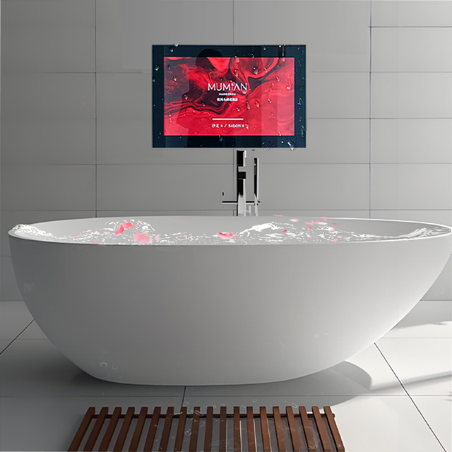 27 Inch Modern Rectangle Waterproof Bathroom TV Anti-Fog IP65 Android System for HYATT Hotels & Resorts