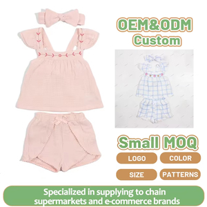 ODM estate stampa Casual senza maniche tessuto di bambù Set di abbigliamento comodo ed elegante per le bambine - Product Image 1