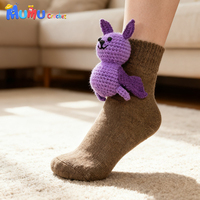 Chaussettes en coton faites à la main au crochet, motif animal, mignonnes, pour femme, chaussettes mi-mollet, cadeau de Noël chaud pour l'hiver, vente en gros personnalisée