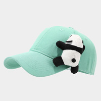 Gorra de Béisbol de 6 Paneles con Estampado de Panda de Dibujos Animados, Bordado 3D, Algodón Suave, Estilo Hip Hop, Tela Común para Uso Diario de Niños