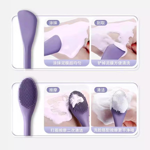 Hai đầu Silicone mặt nạ trên khuôn mặt bàn chải mụn đầu đen hai mặt mũi rửa bàn chải lỗ chân lông chức năng làm sạch bùn Mặt nạ trang điểm công cụ - Product Image 3