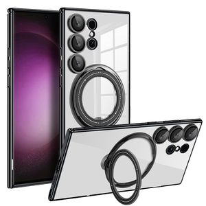 Gran oferta, funda de teléfono con soporte de anillo transparente de lujo con función magnética para Samsung Galaxy S24 S23 S22 Ultra - Product Image 1