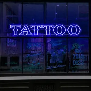 Custom Store Business Logo Led Light Up Sign Tattoo Shop Fitness Led Neon Sign Light For Store Advertising Design