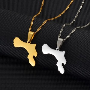 Collar de cadena con mapa de la isla de Bonaire del Mar Caribe de acero inoxidable, collar con colgante de Bonaire DE LAS <span class=keywords><strong>Antillas</strong></span> Holandesas chapadas en oro de 18 quilates - Product Image 3