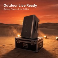 Amplificador de Guitarra Recargable con Altavoz y Bluetooth, Micrófonos Inalámbricos Dobles para Transmisión en Vivo y Música Callejera