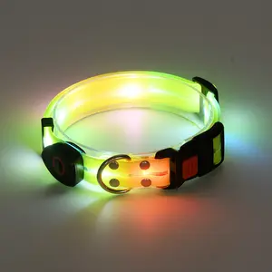 新着卸売防水照明ウォーキングナイトライトアップLED犬の首輪光るUSB充電式ペットの首輪