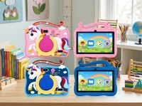 Tablette pour enfants 7 pouces Android 8.1 2 Go 16 Go WiFi 1024x600 Bleu Rose Tablette PC pour enfants avec étui licorne et support