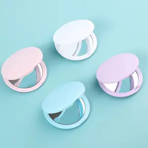 New OEM Private Label Round Makeup Mini Hand Mirror custom logo travel compact Small Double Side Fold Mirror