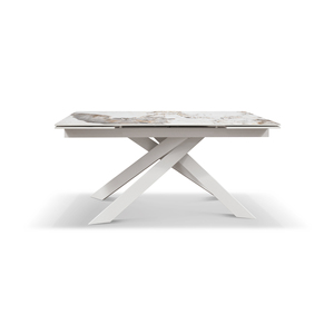 Table à manger extensible en céramique Emanuele, luxe, base en fer blanc Pandora, usage intérieur - Product Image 1