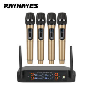 RAYHAYES R-06 무선 마이크 시스템 4 채널 듀얼 핸드헬드 <span class=keywords><strong>Uhf</strong></span> 전문 노래방 마이크 - Product Image 1