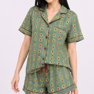 Completo pigiama estivo/autunnale da <span class=keywords><strong>donna</strong></span> con stampa, camicia a maniche corte e pantaloncini, sexy lingerie e costumi - Collezione Hot Sale - Product Image 3