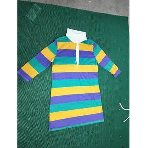 Mardi Gras Creations Purple Green Gold All Over Striped Rugby Women's Dress