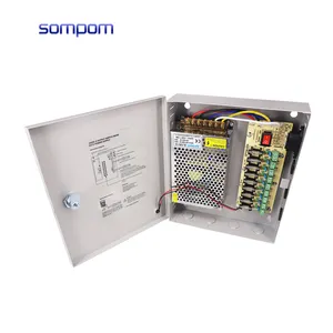Sompón-caja de fuente de alimentación para sistemas de cámaras de seguridad, 12V, 10A, 9 canales, CCTV, montada en la pared