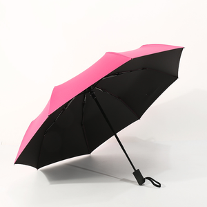 Parapluies entièrement automatiques QX très populaires avec impressions de logo personnalisées, parapluies de voyage pliables en 3 sections, 8 baleines, revêtement noir. - Product Image 2