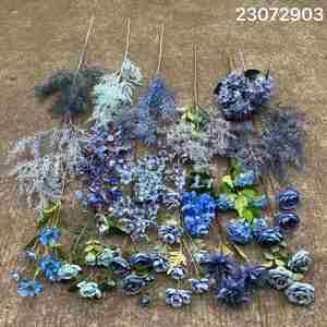 LO-585 Style Minimaliste Européen Variétés Mixtes Bleu Brumeux Faux Fleur Artificielle Bleu Poussiéreux Tiges de Fleurs Artificielles pour Composition Florale - Product Image 3