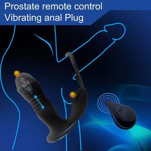 Hulamy App Afstandsbediening Telescopische Dildo Anale Butt Plug Prostaatmassage Vertraging Dubbele Ring Mannelijke Homo Anale Vibrator Butt Plug - Product Image 6
