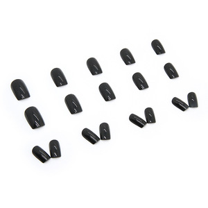 Faux ongles carré<span class=keywords><strong>s</strong></span> noirs brillants à presser, 10 pièces, tendance, couleur unie, noir vif, style européen, pour nail art - Product Image 5