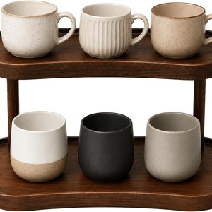 Tiered Storage Rack Wood Grain Coffee Brown Standing Type Desktop <b>Shelf</b> Cup Holder Home Bedroom Display Rack - Product Image 1