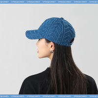 Gorra de mezclilla transpirable con visera curva desgastada, ajustable, unisex, estilo vintage, para exteriores, OEM, personalizable en pequeños lotes