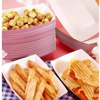 Boîte en carton rigide rose jetable et recyclable, gaufrée, finition mate, avec doublure en éponge, pour chips, frites, nachos, hot-dogs