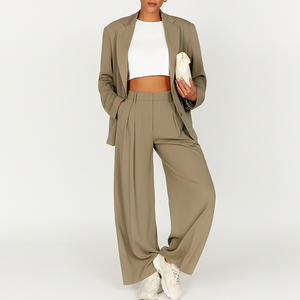 Gran oferta, pantalones plisados de cintura alta a la moda para mujer, trajes formales, pantalones de pierna ancha para mujer - Product Image 1