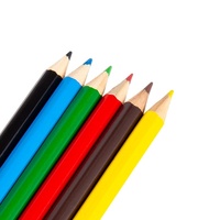Ensemble de crayons de couleur courts et miniatures non solubles pour enfants, 6 couleurs, emballé dans une boîte en papier kraft, crayons en bois pour dessin et écriture, pour étudiants