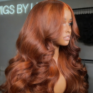 Perruque Lace Front HD Luxe en Cuivre Ondulé Gingembre, 100% <span class=keywords><strong>Cheveux</strong></span> Humains Vierges Remy, Pré-Pluckée avec Baby Hair, Vente en Gros - Product Image 4