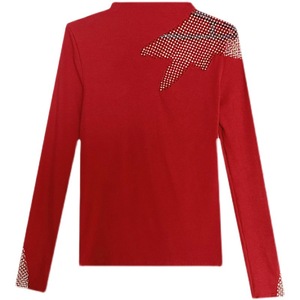 Fall Internet Hot Long Sleeves Retro <strong>Shiny</strong> Shirt Elegant Slimming Inner Slim Hollow <strong>Top</strong> for Women - Product Image 5