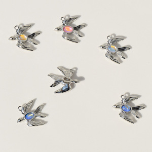 Flying Bird Charm Zinc Alloy Bezel Setting Pink Blue White Unisex Jewelry <b>DIY</b> Accessory <b>Kit</b> - Product Image 3