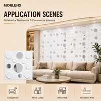 Panel de Pared de PVC 3D con Espejo Redondo Blanco MORLENX, Revestimiento Decorativo Geométrico Minimalista para Interiores de Salones de Belleza