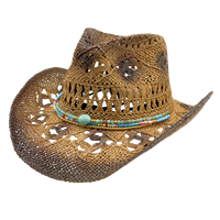 Chapeau de cowboy en paille ajouré au crochet pour l'été, vente en gros |   Chapeaux de fête personnalisés pour femmes et hommes, avec bande de perles colorées, pour la plage et les festivals