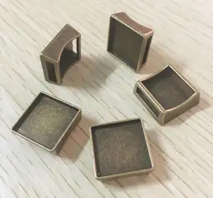 Antique silver tone/Antique Bronze Square Bracelet and Necklace Slider Beads Base Setting for 15mm Cabochon/Picture/Cameo