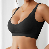 Soutien-gorge de sport côtelé sans couture, léger et confortable, avec étiquette de marque personnalisée, respirant, sans armatures, maintien moyen