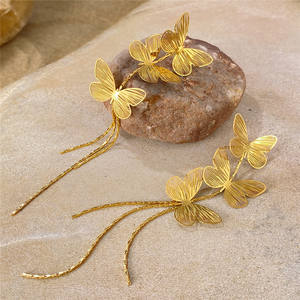 가벼운 럭셔리 복고풍 술 나비 귀걸이 스테인레스 스틸 패션 기질 다재다능한 디자인 스테인레스 스틸 귀걸이 - Product Image 5