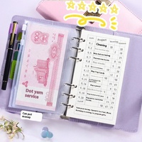 Carnet de rangement A6 Budget pour enfants en cuir avec verrouillage par mot de passe pour l'organisation comptable Changement de revenu familial à feuilles mobiles