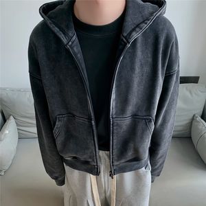 उच्च गुणवत्ता वाले 500 जीएसएम मोटी कपास हुडी कस्टम एसिड धोया विंटेज हुडी जिप पुरुषों के लिए स्वेटर - Product Image 2